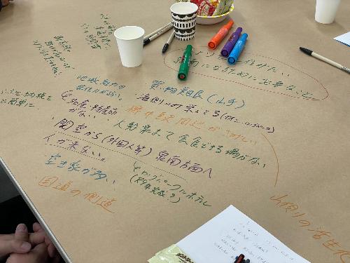 模造紙に書き込む様子