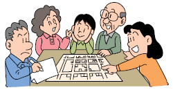 (イラスト)家族で話し合う