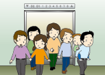 (イラスト)エレベーター内で地震が起こったとき