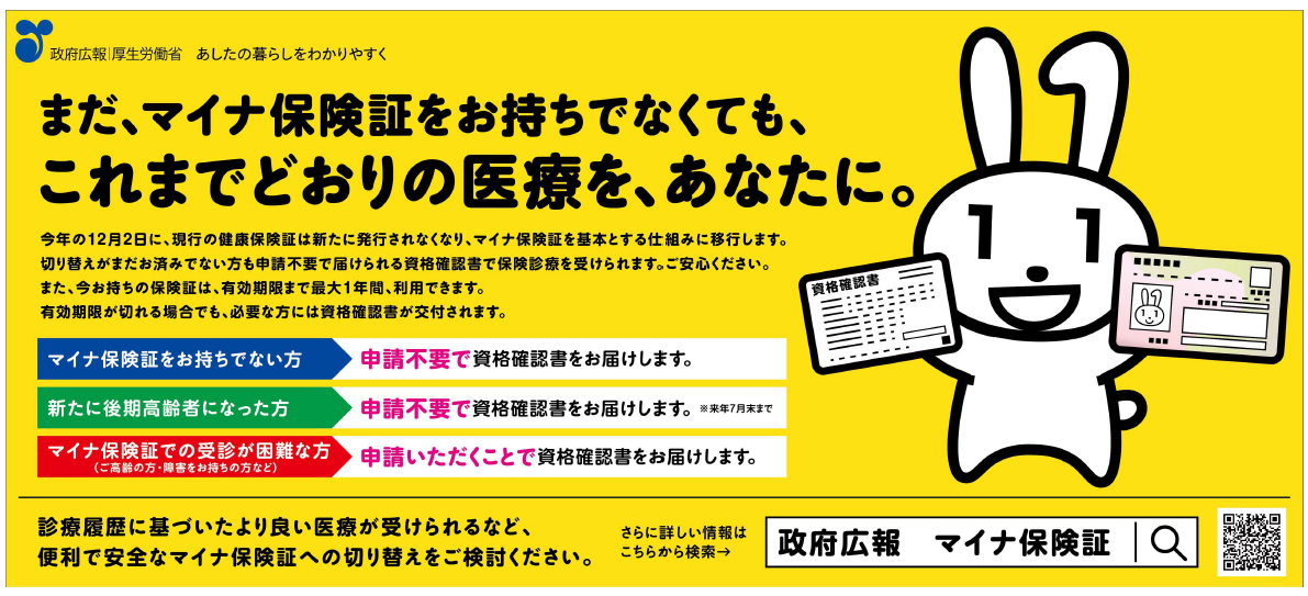 マイナ保険証が無くても、これまでどおりの医療を、あなたに。