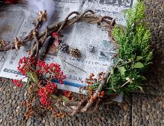 自然物で作ったリース
