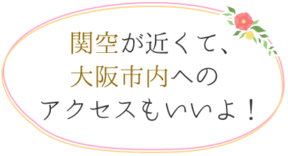 関空が近くて、大阪市内へのアクセスもいいよ!